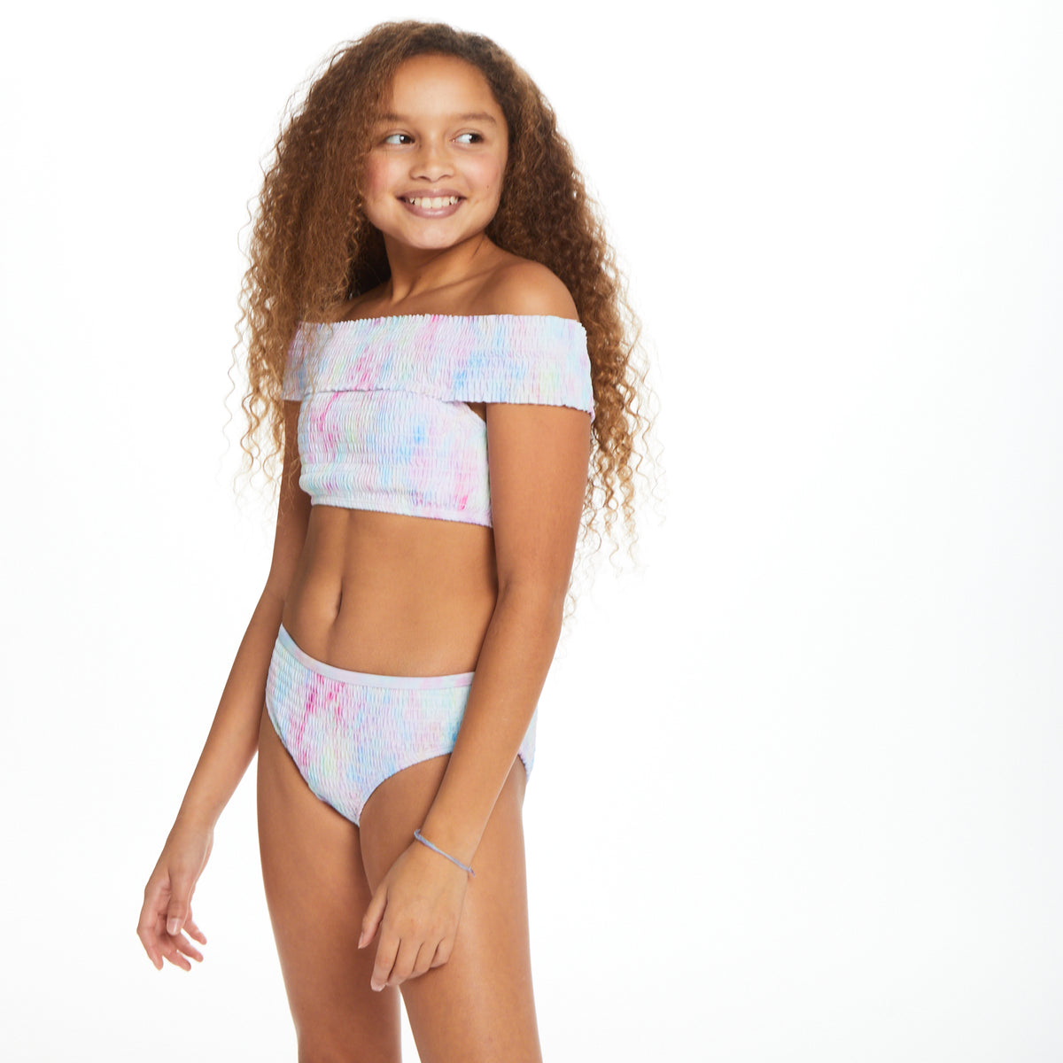 UPF 50+ Tween Tie Dye Cold Shoulder Bikini (7-16 Years)