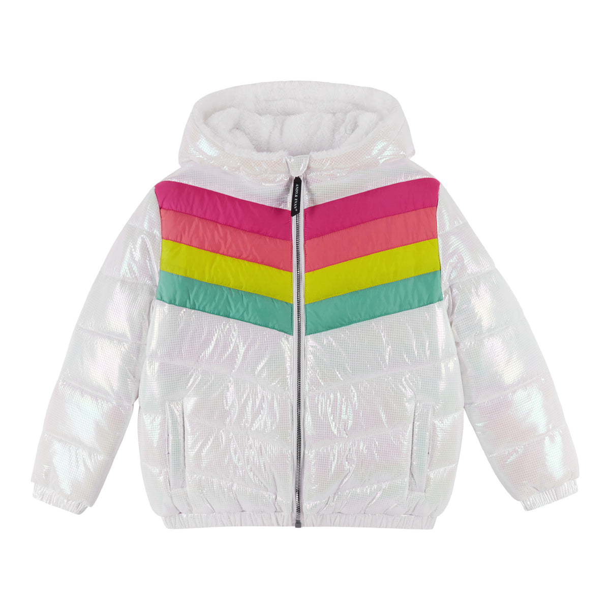 Multi Color Chevron Metallic Puffer Jacket – Andy & Evan