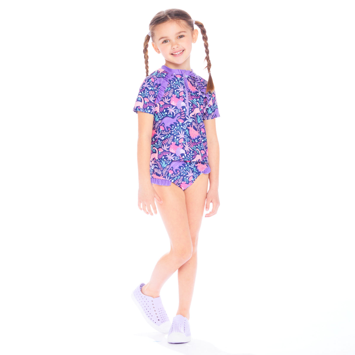 Andy & Evan Toddler Girls Pastel Tie Dye Rash Guard Swimsuit - UPF 50+,  Long Sleeve - Save 62%