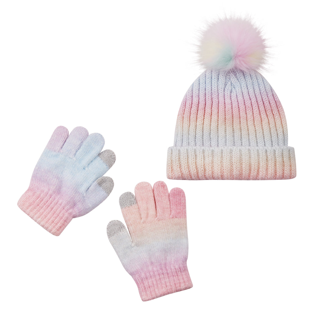 Kids (2-10) Winter Hat & Glove Set | Pink Confetti - Andy & Evan