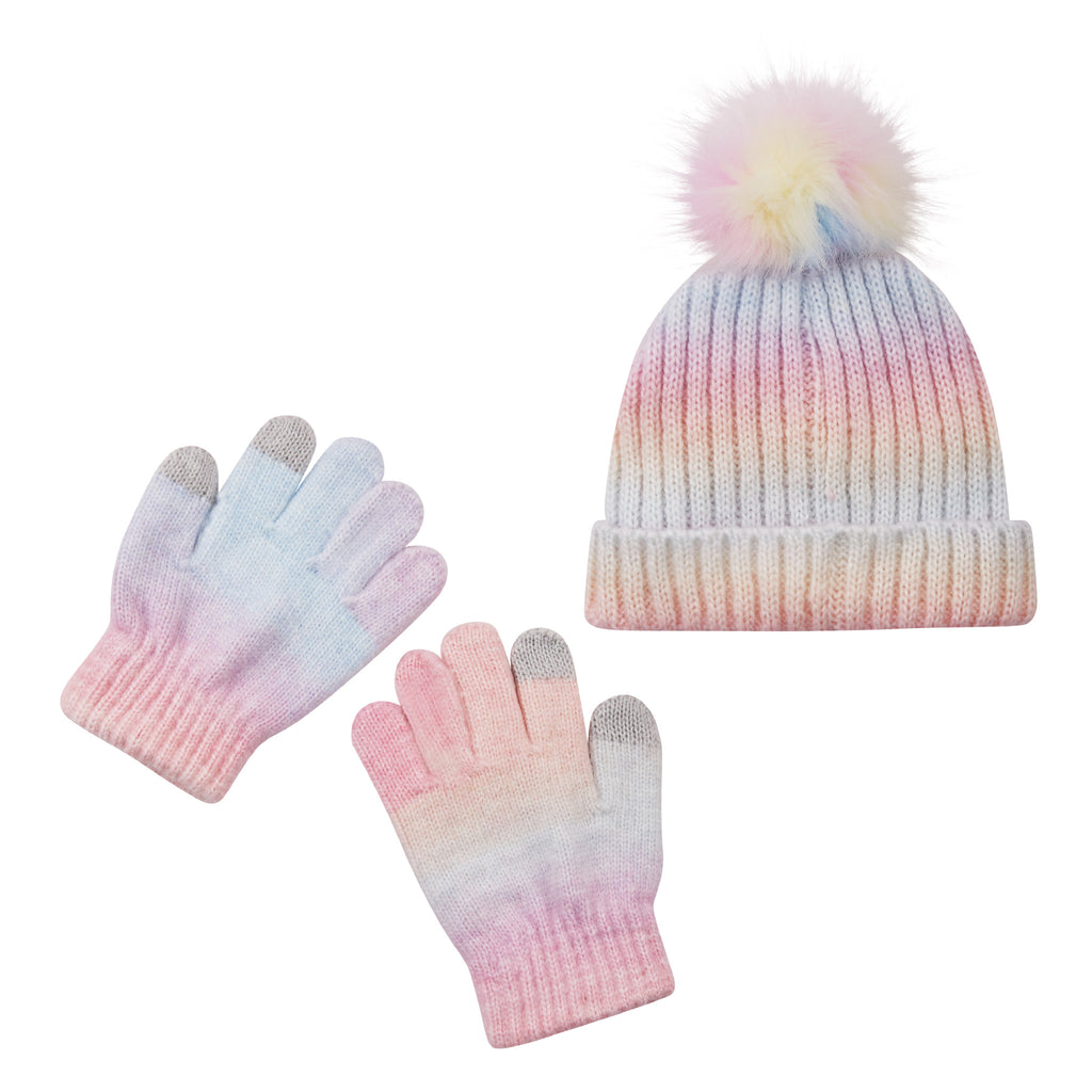 Kids (2-10) Winter Hat & Glove Set | Pink Confetti - Andy & Evan