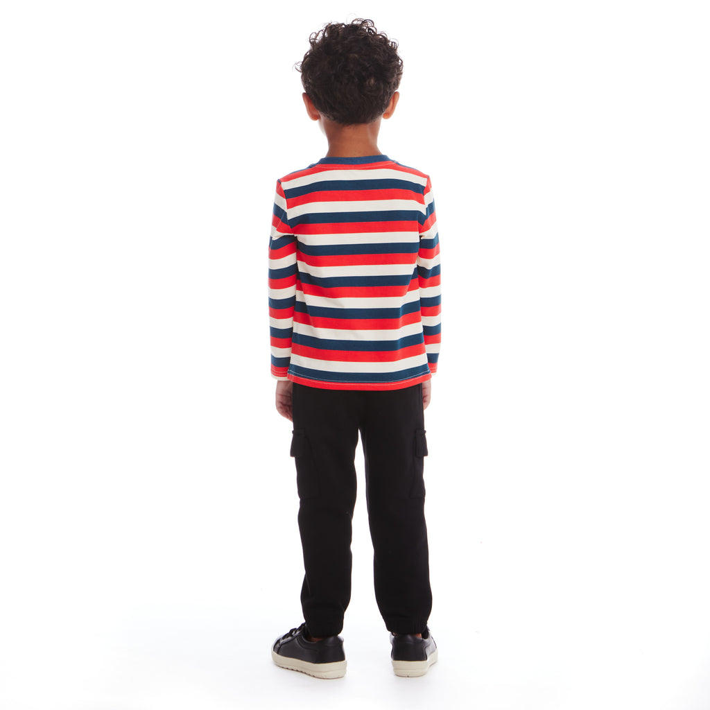 Kids Multicolor Striped Long Sleeve Tee | Holiday T-Rex - Andy & Evan