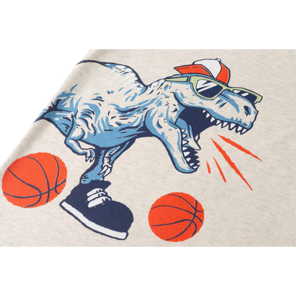 Kids Long Sleeve Hooded Tee | Basketball Dino - Andy & Evan