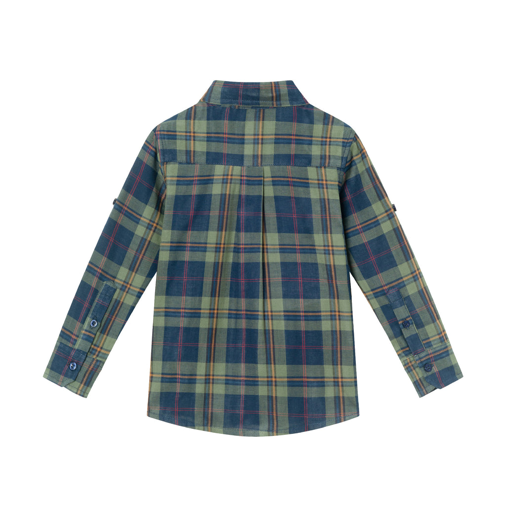 Kids Boys Buttondown Twofer Shirt | Green - Andy & Evan