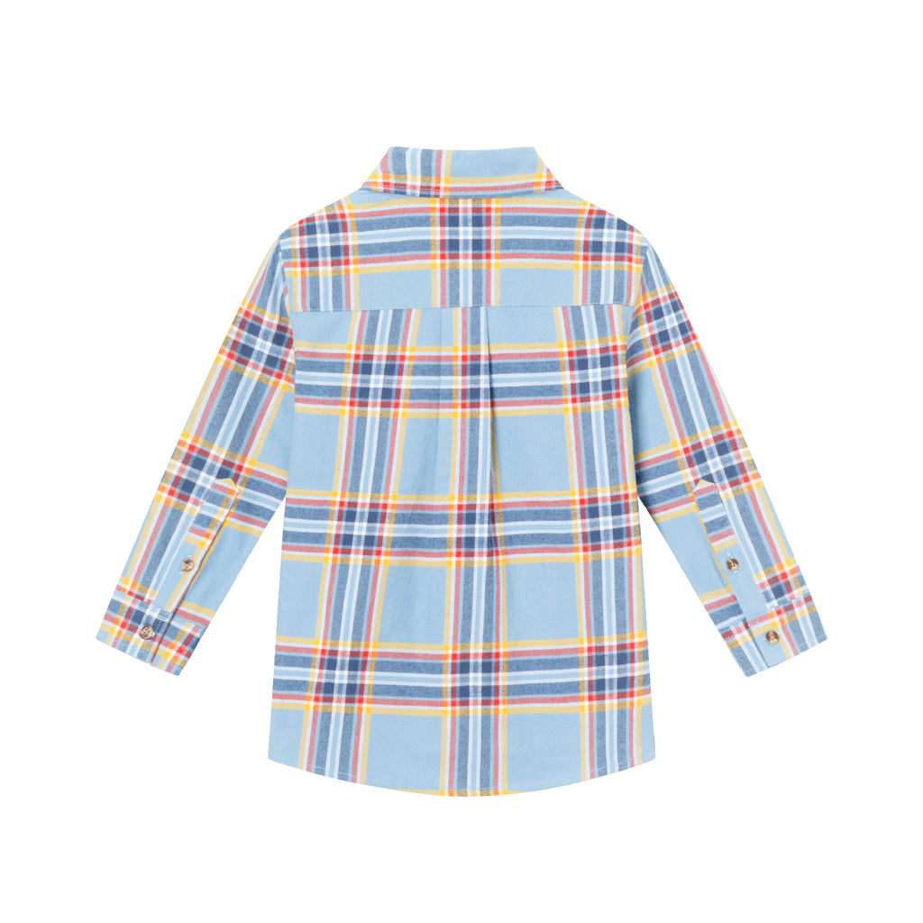 Kids Brushed Twill Buttondown | Blue Plaid - Andy & Evan