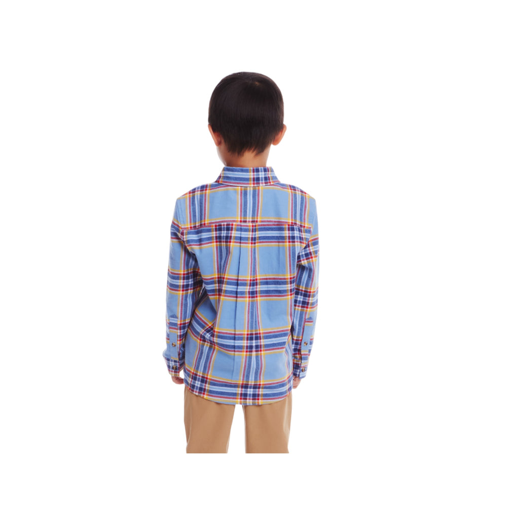 Kids Brushed Twill Buttondown | Blue Plaid - Andy & Evan