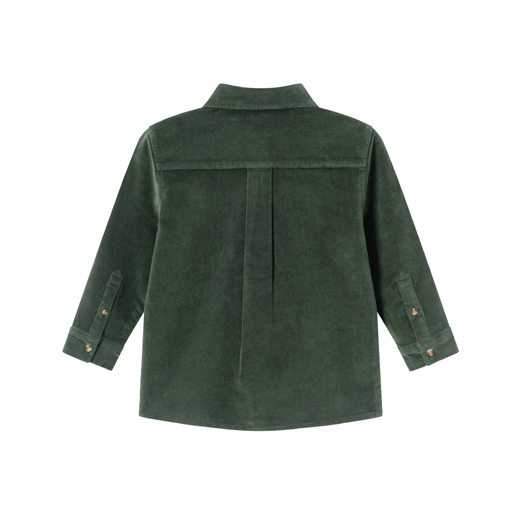 Kids Garment Washed Cord Buttondown | Green - Andy & Evan