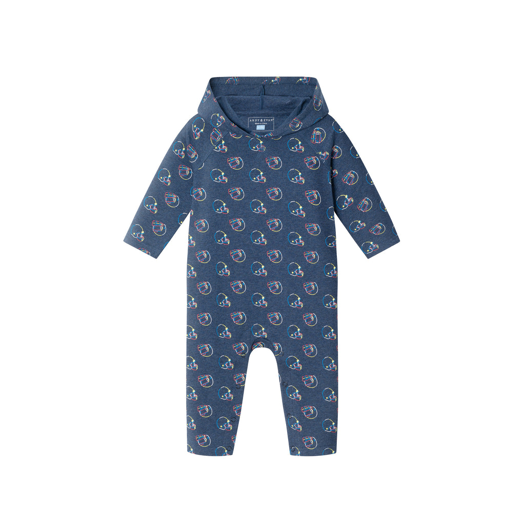 Infant Hooded Romper | Navy Football - Andy & Evan