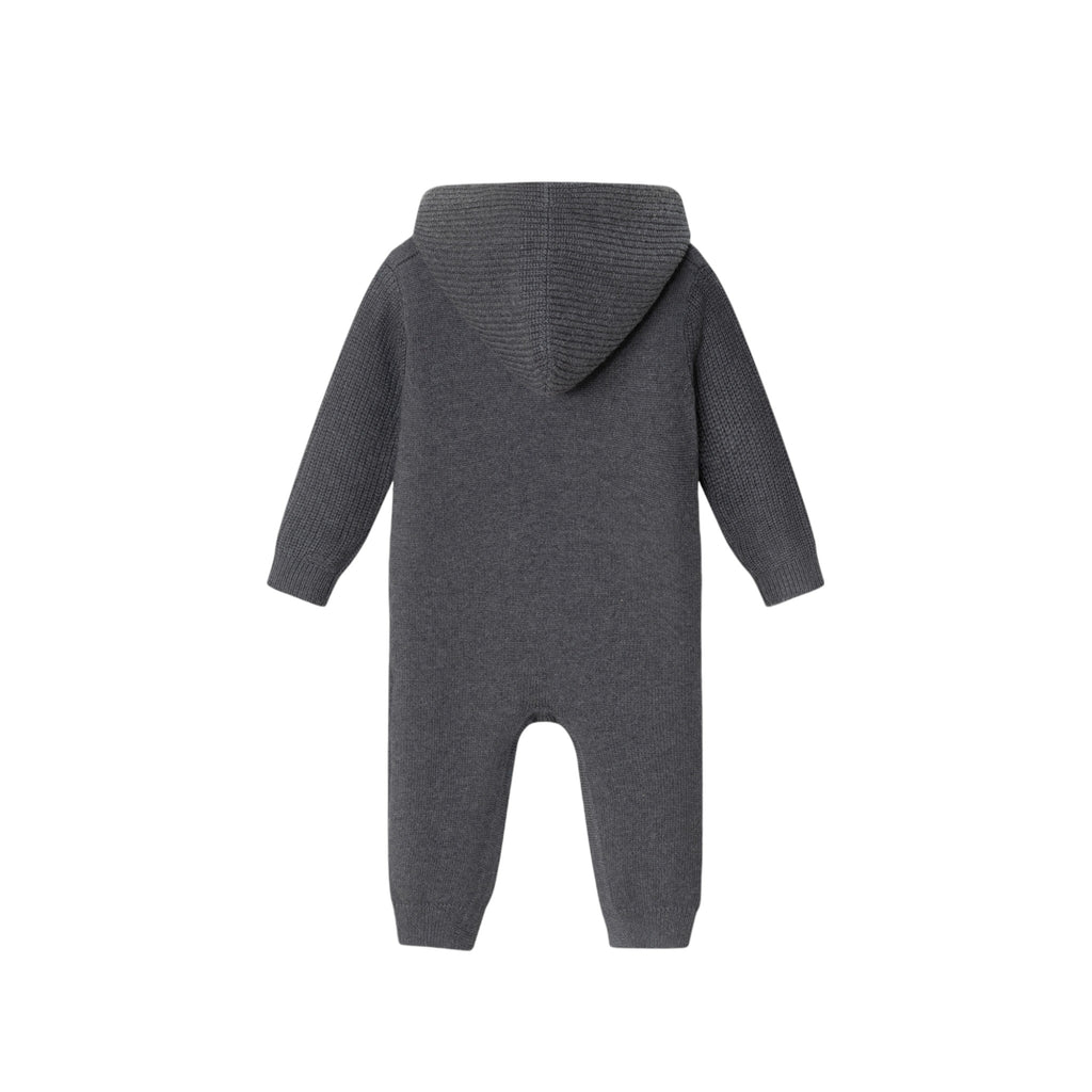 Infant Hooded Toggle Sweater Romper | Charcoal - Andy & Evan