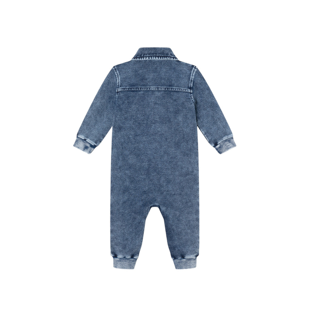 Infant Knit Shirt Romper | Blue Denim - Andy & Evan