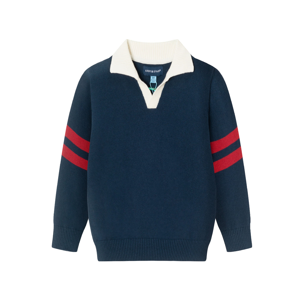 Kids Collared Sweater | Navy - Andy & Evan