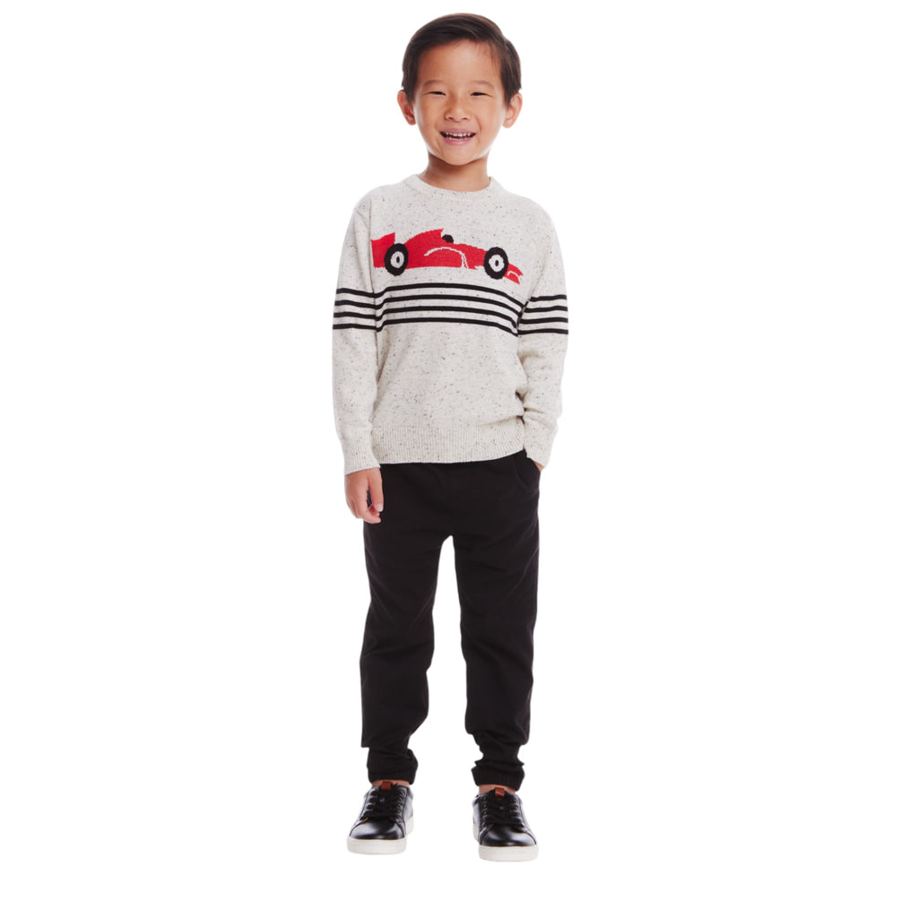 Kids Graphic Sweater | Oatmeal Racecar - Andy & Evan