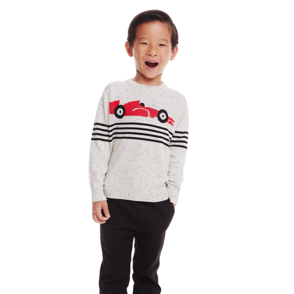 Kids Graphic Sweater | Oatmeal Racecar - Andy & Evan