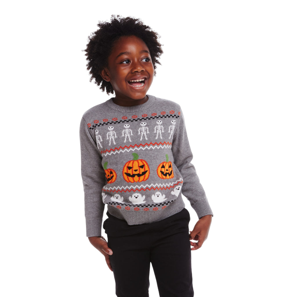 Kids Intarsia Halloween Sweater | Spooky Fair Isle - Andy & Evan