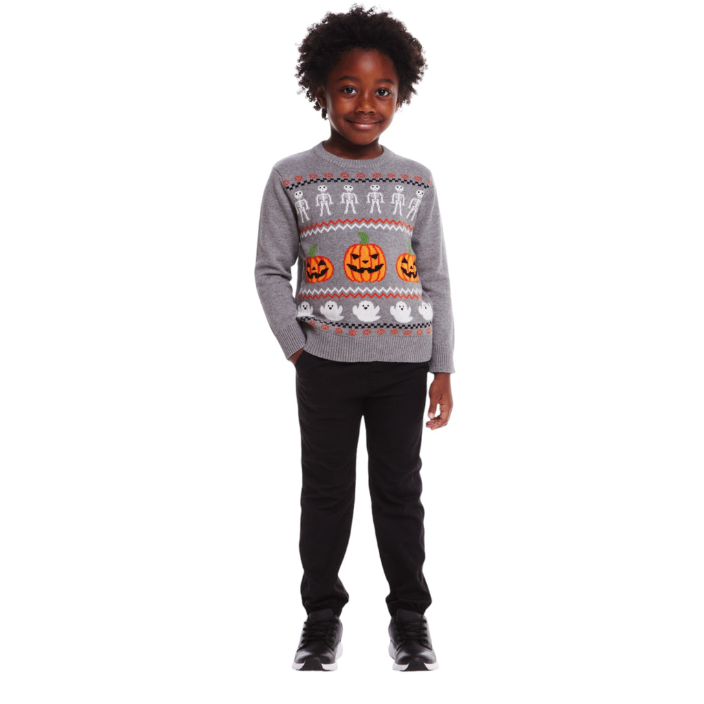 Kids Intarsia Halloween Sweater | Spooky Fair Isle - Andy & Evan