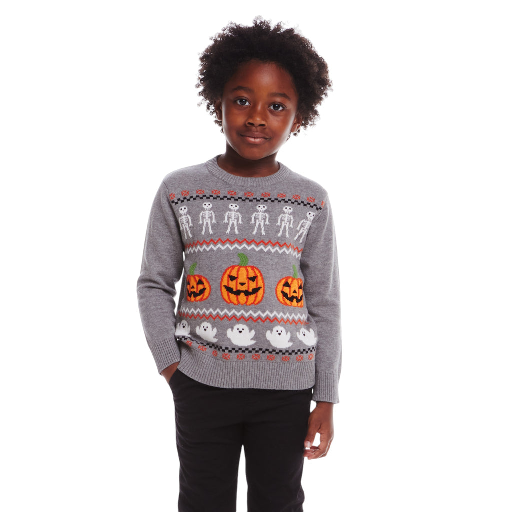 Kids Intarsia Halloween Sweater | Spooky Fair Isle - Andy & Evan