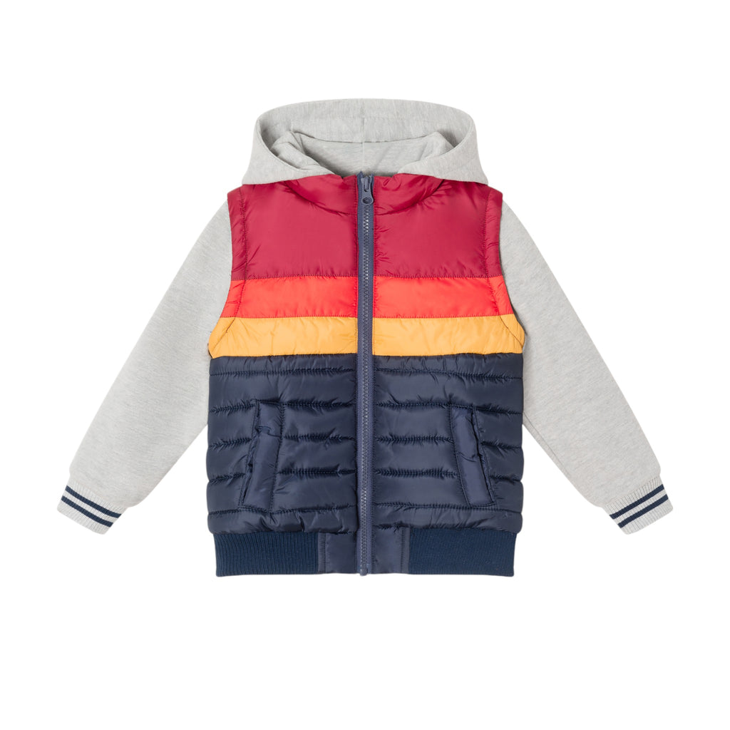 Kids (2-8) Hooded Puffer Vest & Sweatshirt Combo | Heather Grey - Andy & Evan