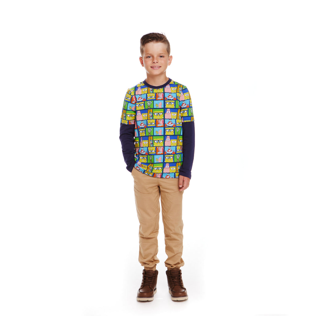 SpongeBob SquarePants™ x Andy & Evan® | Kids (2-7) Long Sleeve Character Collage T-Shirt - Andy & Evan