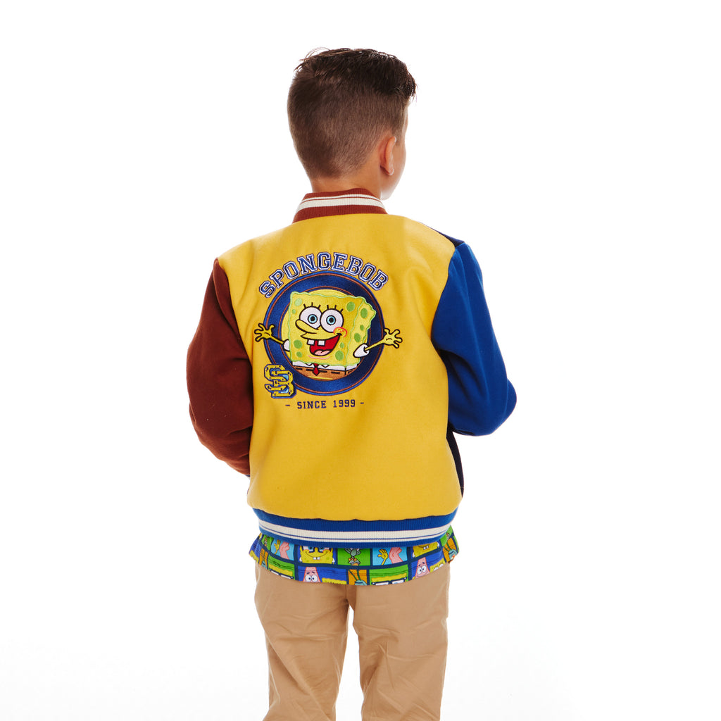 SpongeBob SquarePants™ x Andy & Evan® | Kids (2-12) Patchwork Color-Blocked Varsity Jacket - Andy & Evan