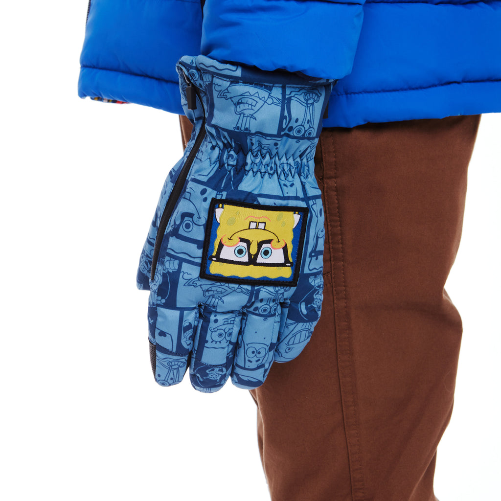 SpongeBob SquarePants™ x Andy & Evan® | Kids Square Patch Winter Gloves Powered by Zip Glove™ Technology - Andy & Evan