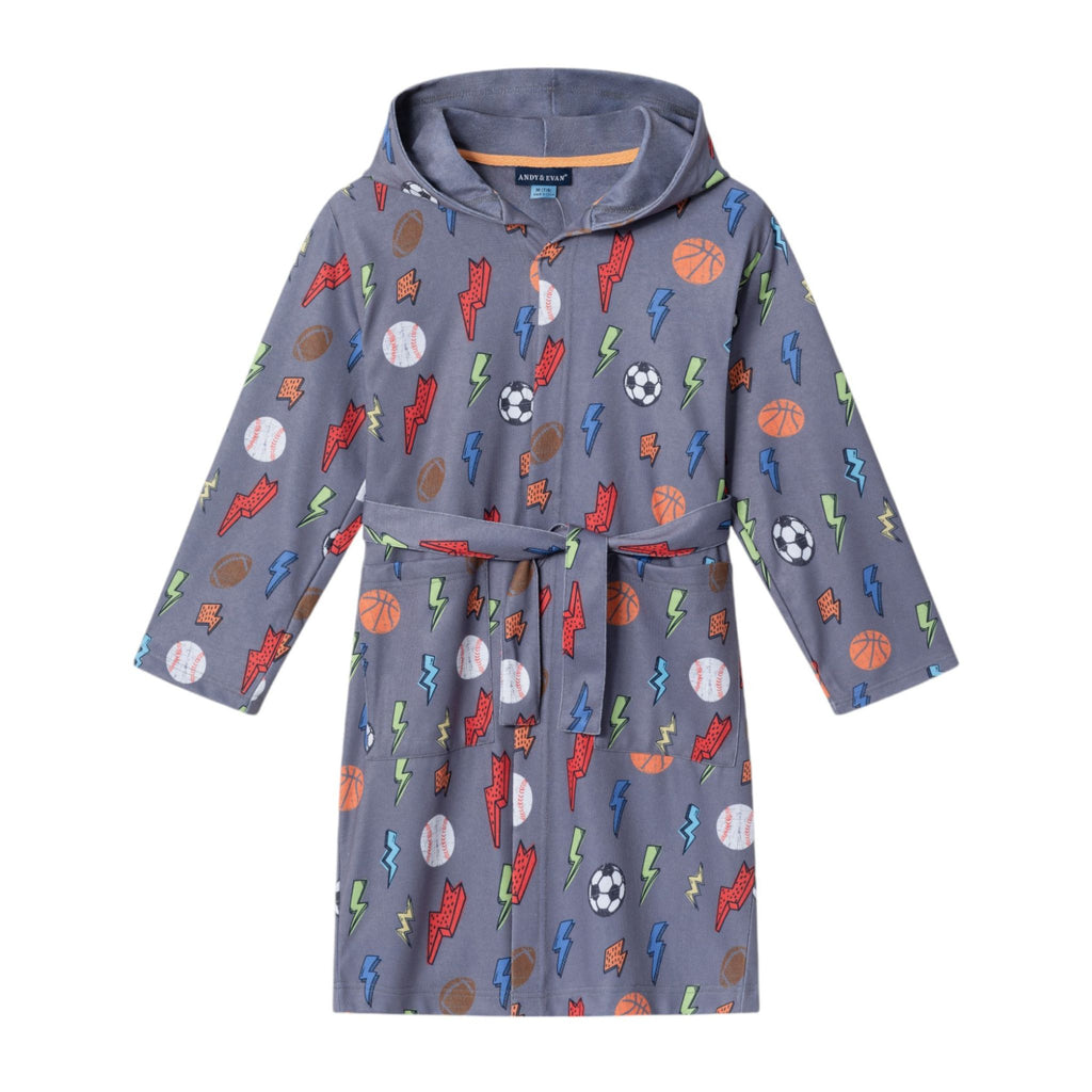 Kids (3-12) Lounging Robe | Sports & Lightning Bolts - Andy & Evan