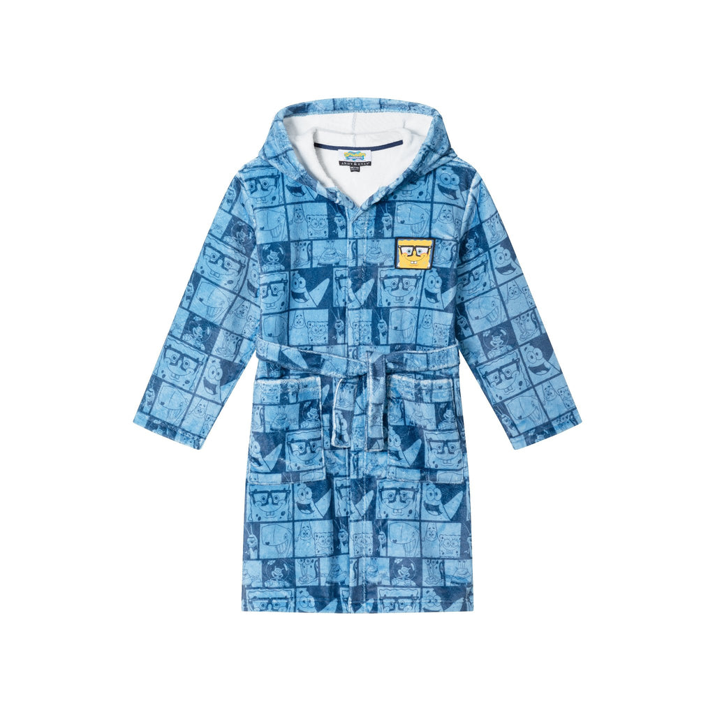 SpongeBob SquarePants™ x Andy & Evan® | Kids (3-12) Spongebob Fleece Robe | Blue Collage - Andy & Evan