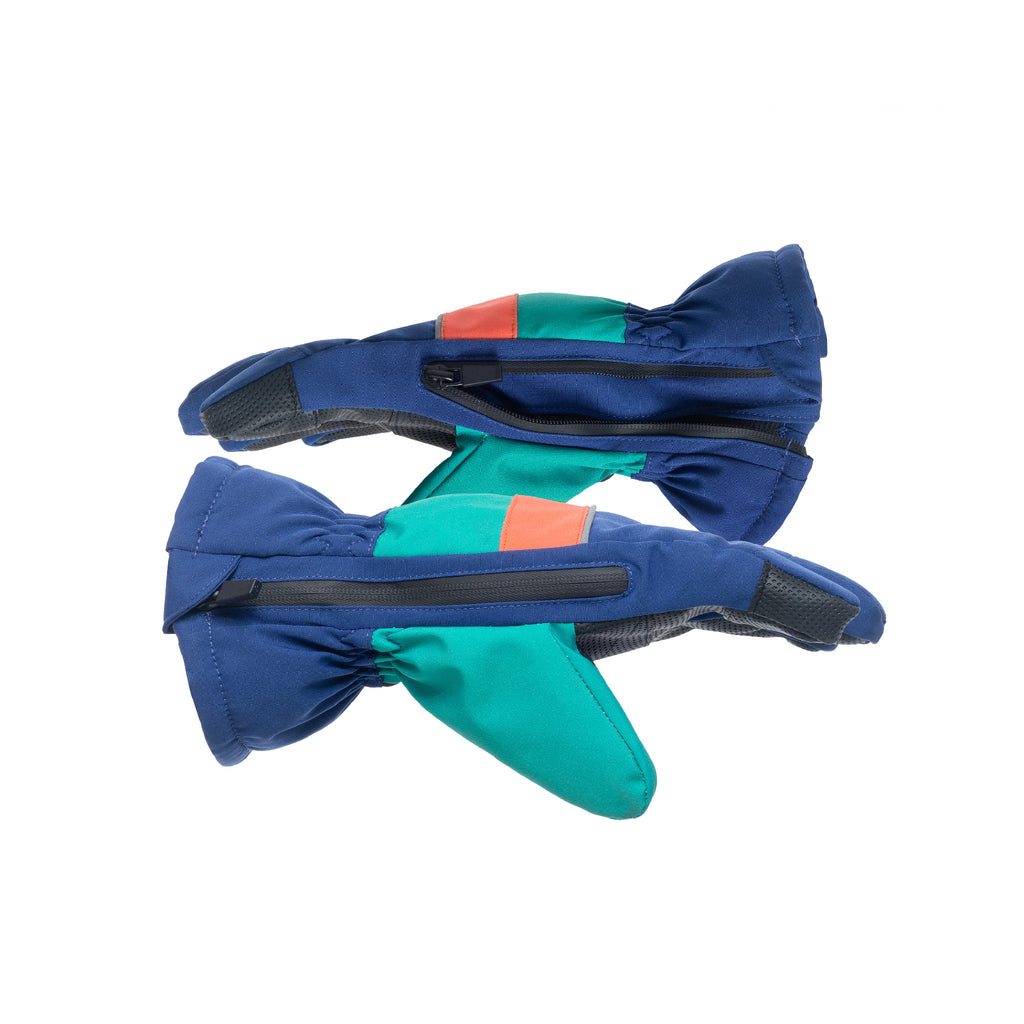 Kids (2-8) Winter & Ski Glove powered by ZIPGLOVE™ TECHNOLOGY | Navy Colorblock - Andy & Evan