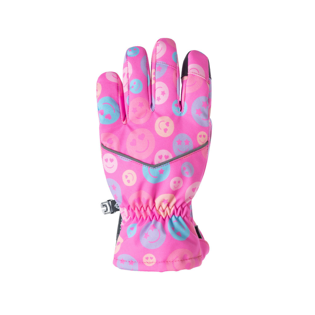 Kids (2-8) Winter & Ski Glove powered by ZIPGLOVE™ TECHNOLOGY | Pink Smiley - Andy & Evan