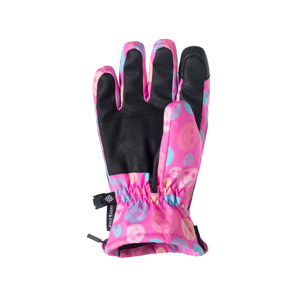 Kids (2-8) Winter & Ski Glove powered by ZIPGLOVE™ TECHNOLOGY | Pink Smiley - Andy & Evan