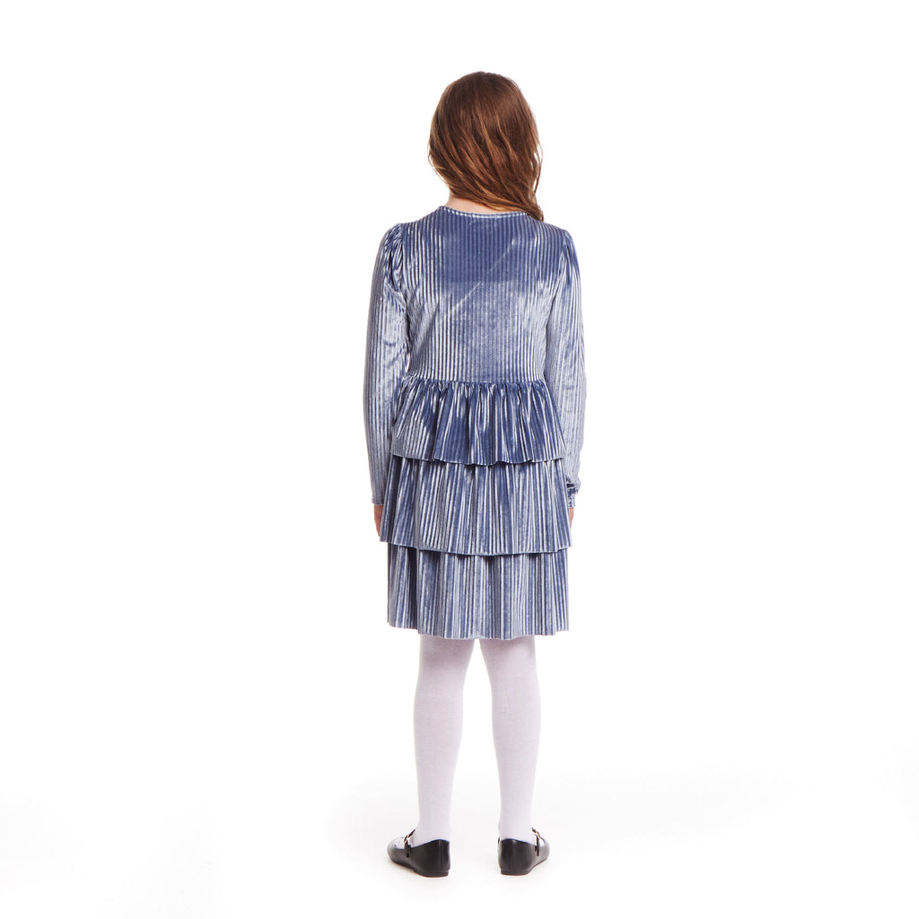 Kids (7-16) Lurex Tiered Dress | Periwinkle Velvet - Andy & Evan