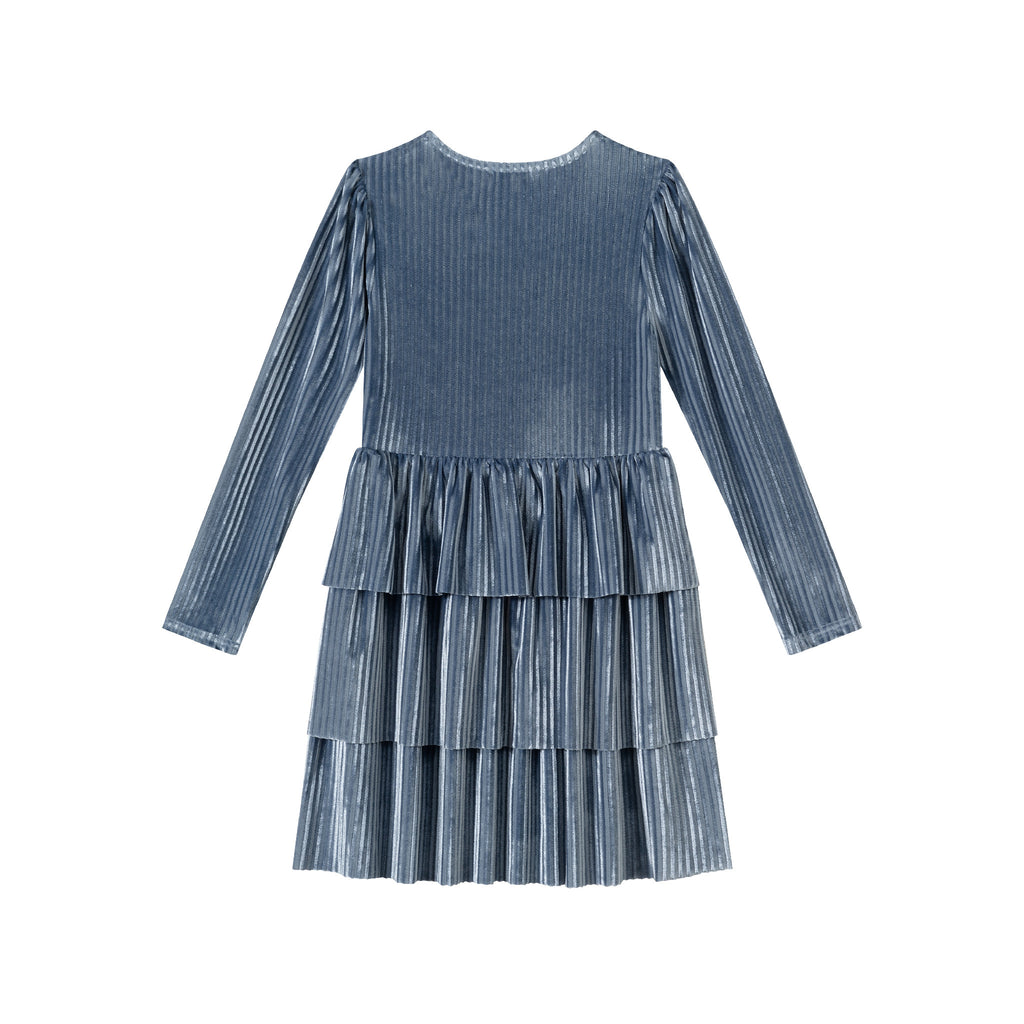 Kids (7-16) Lurex Tiered Dress | Periwinkle Velvet - Andy & Evan