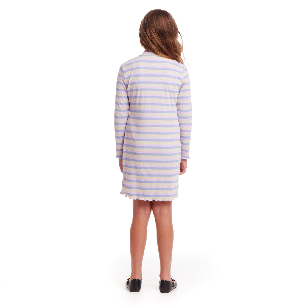 Kids (7-16) Knit Striped Mock Neck Dress | Mauve Purple - Andy & Evan