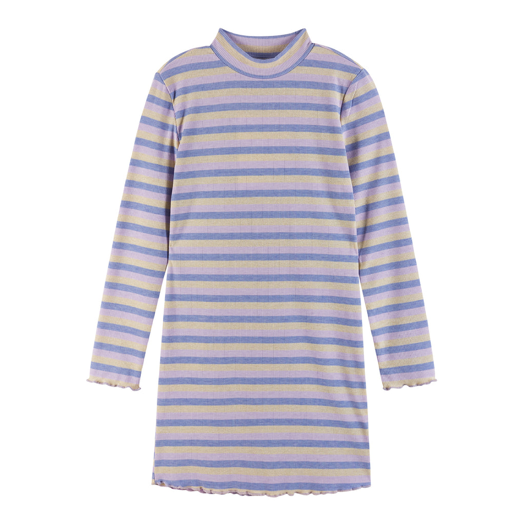 Kids (7-16) Knit Striped Mock Neck Dress | Mauve Purple - Andy & Evan