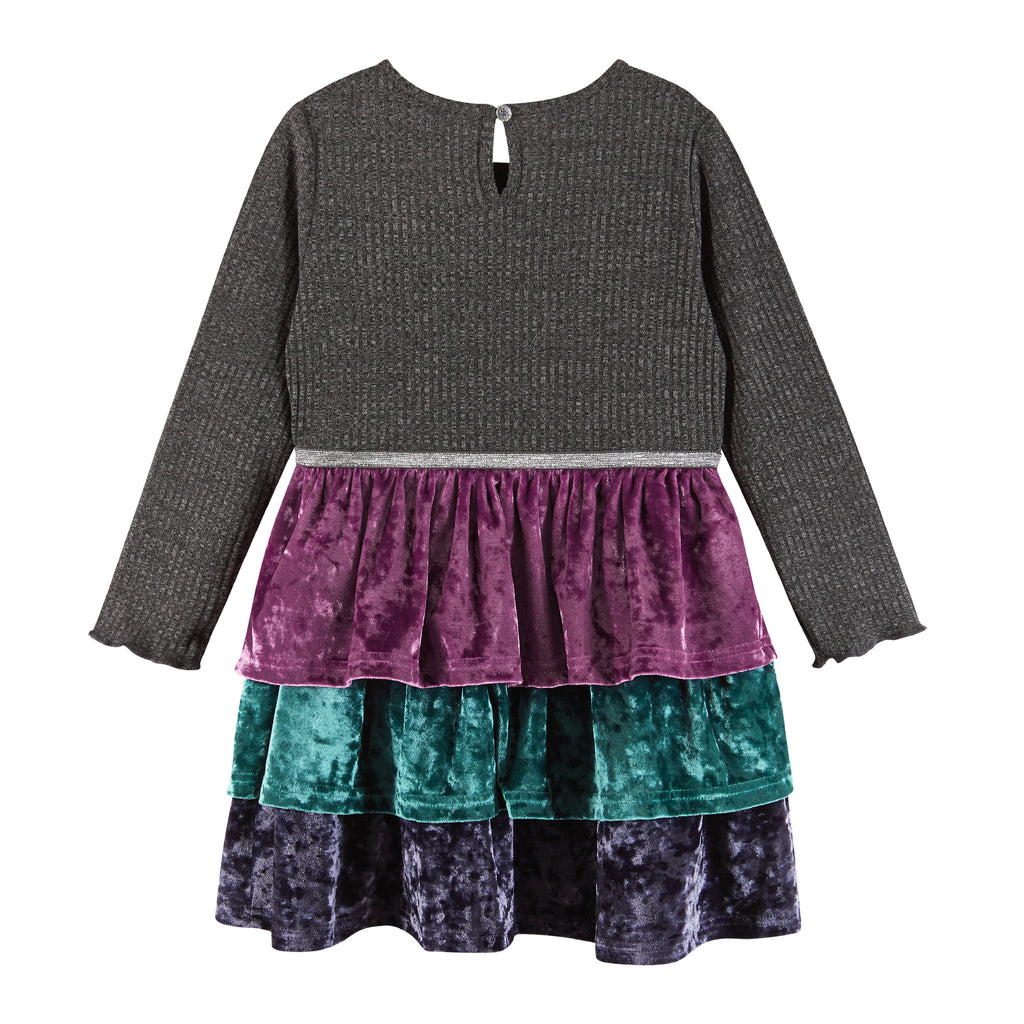 Kids Crushed Velvet Tiered Dress | Multicolor - Andy & Evan