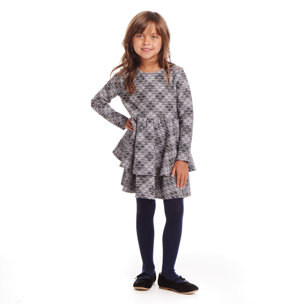 Kids (2-6) Tiered Dress | Blue Tweed - Andy & Evan