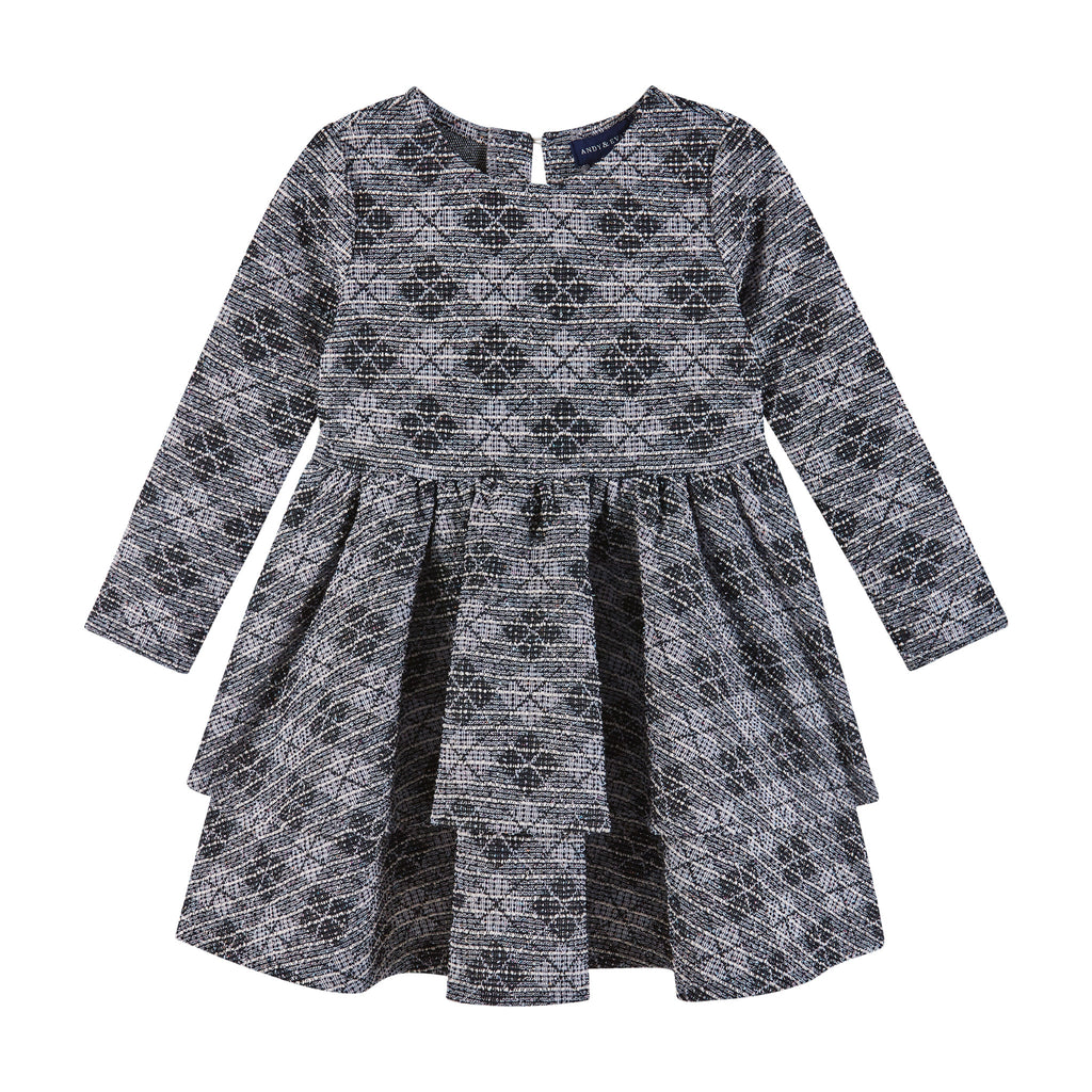 Kids (2-6) Tiered Dress | Blue Tweed - Andy & Evan