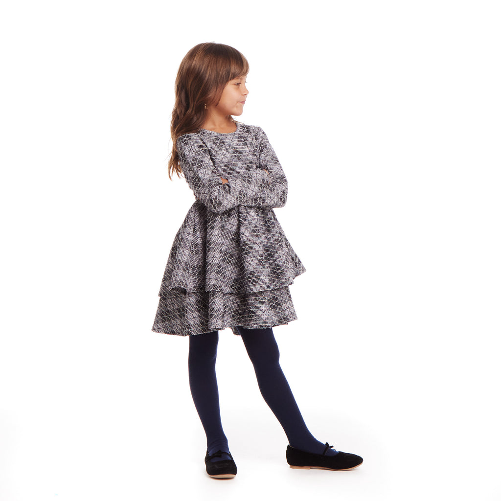 Kids (2-6) Tiered Dress | Blue Tweed - Andy & Evan