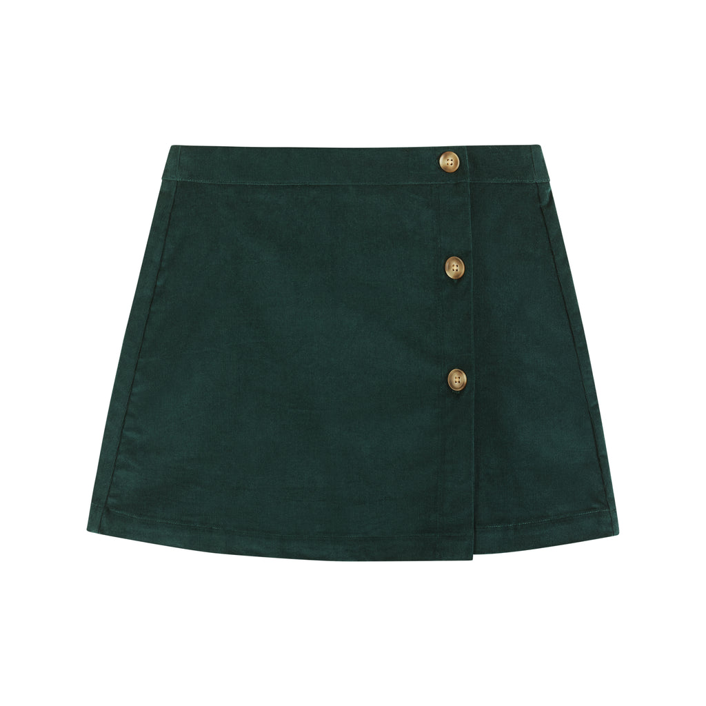 Kids (7-16) Wrap Corduroy Skirt | Hunter Green - Andy & Evan