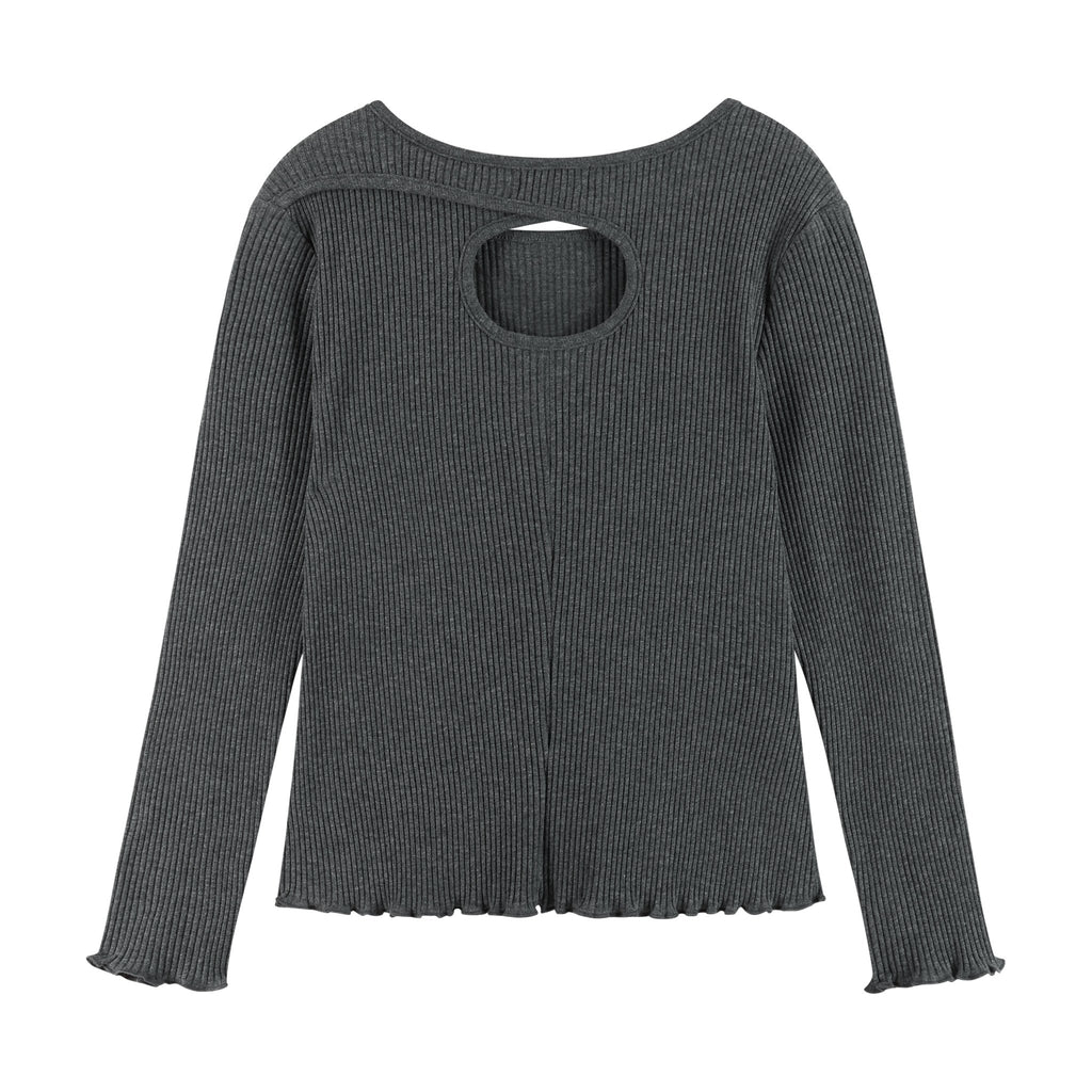 Kids Girls (7-16) Long Sleeve Rib Knit Top | Grey - Andy & Evan