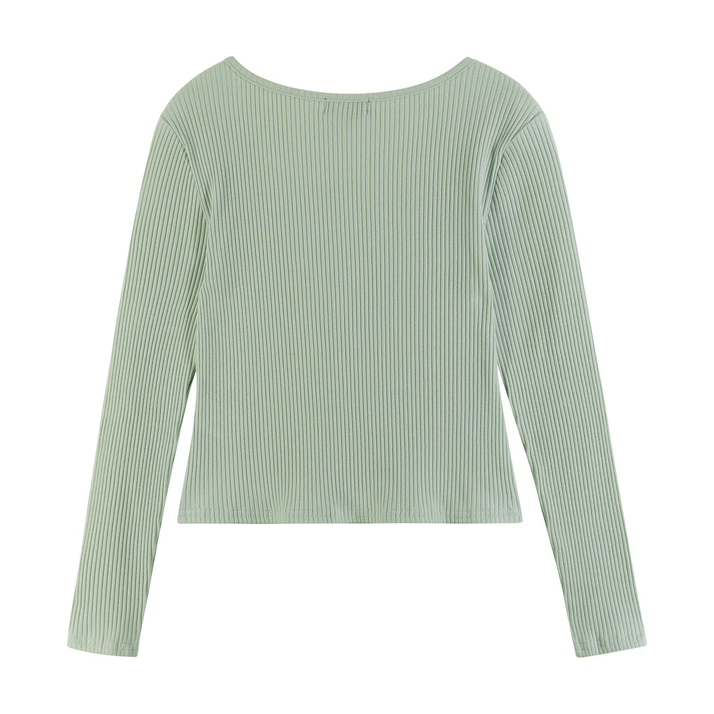 Kids (7-16) Long Sleeve Rib Knit Top | Light Green - Andy & Evan