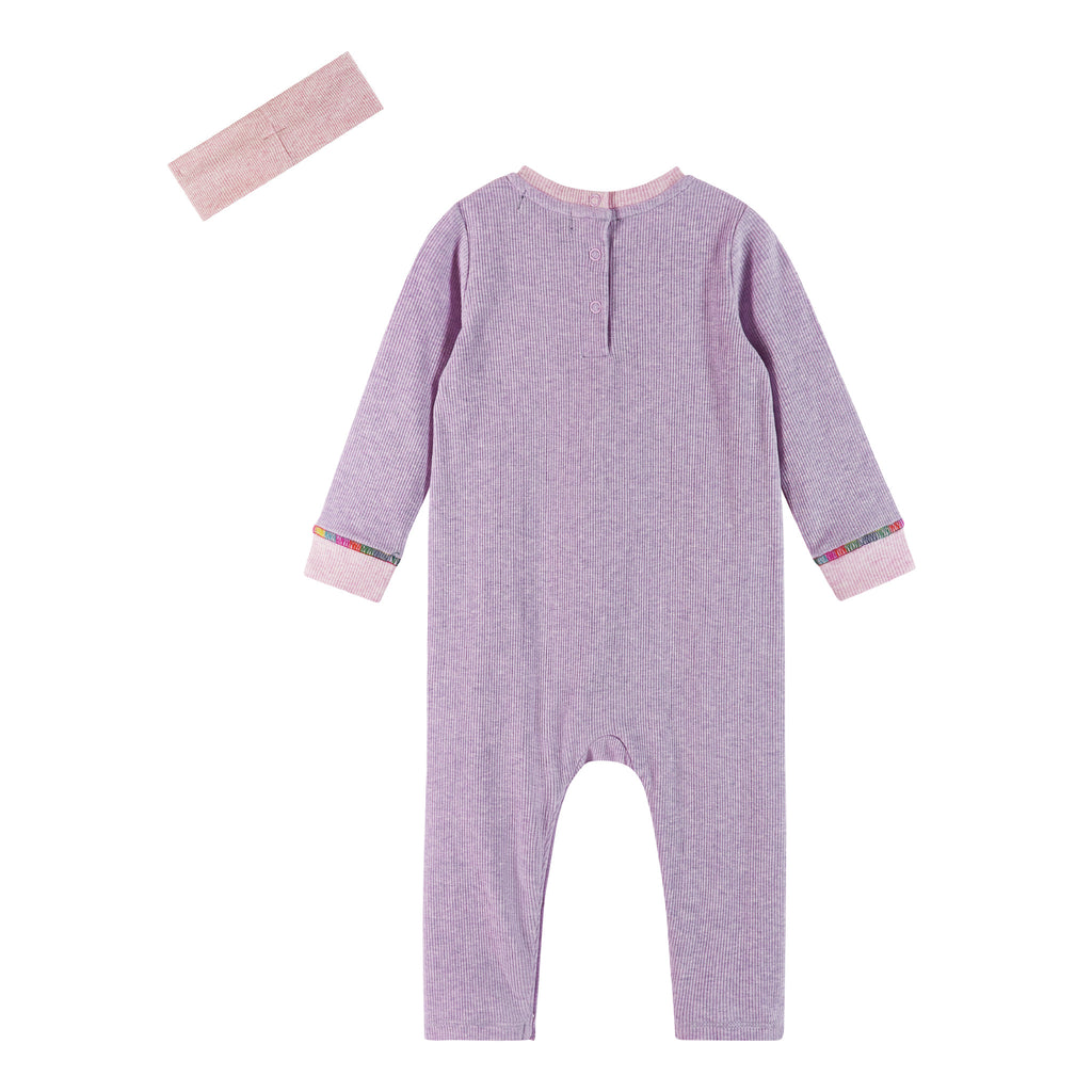 Infant Lavendar Long Sleeve Romper Set | Smiley Graphic - Andy & Evan