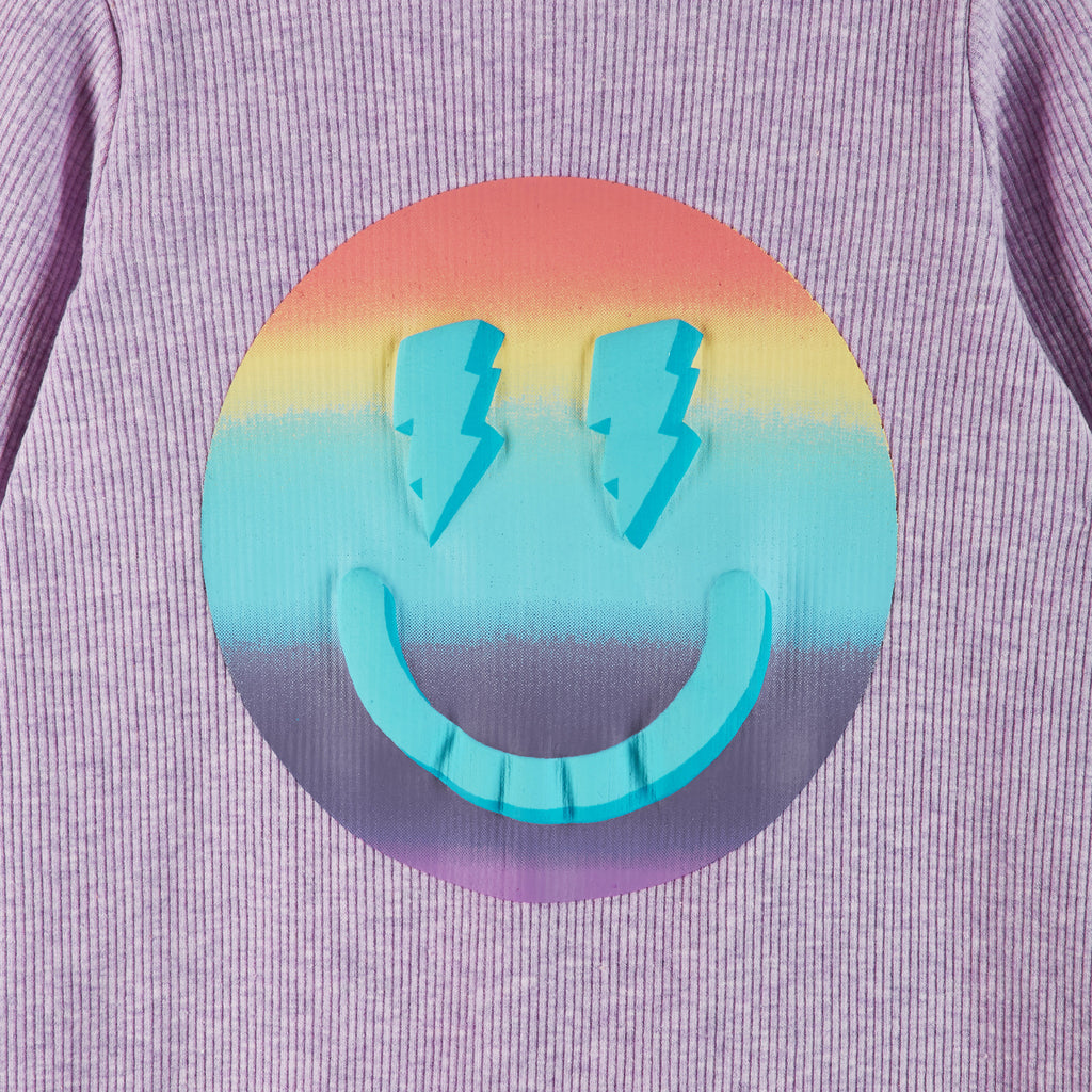 Infant Lavendar Long Sleeve Romper Set | Smiley Graphic - Andy & Evan