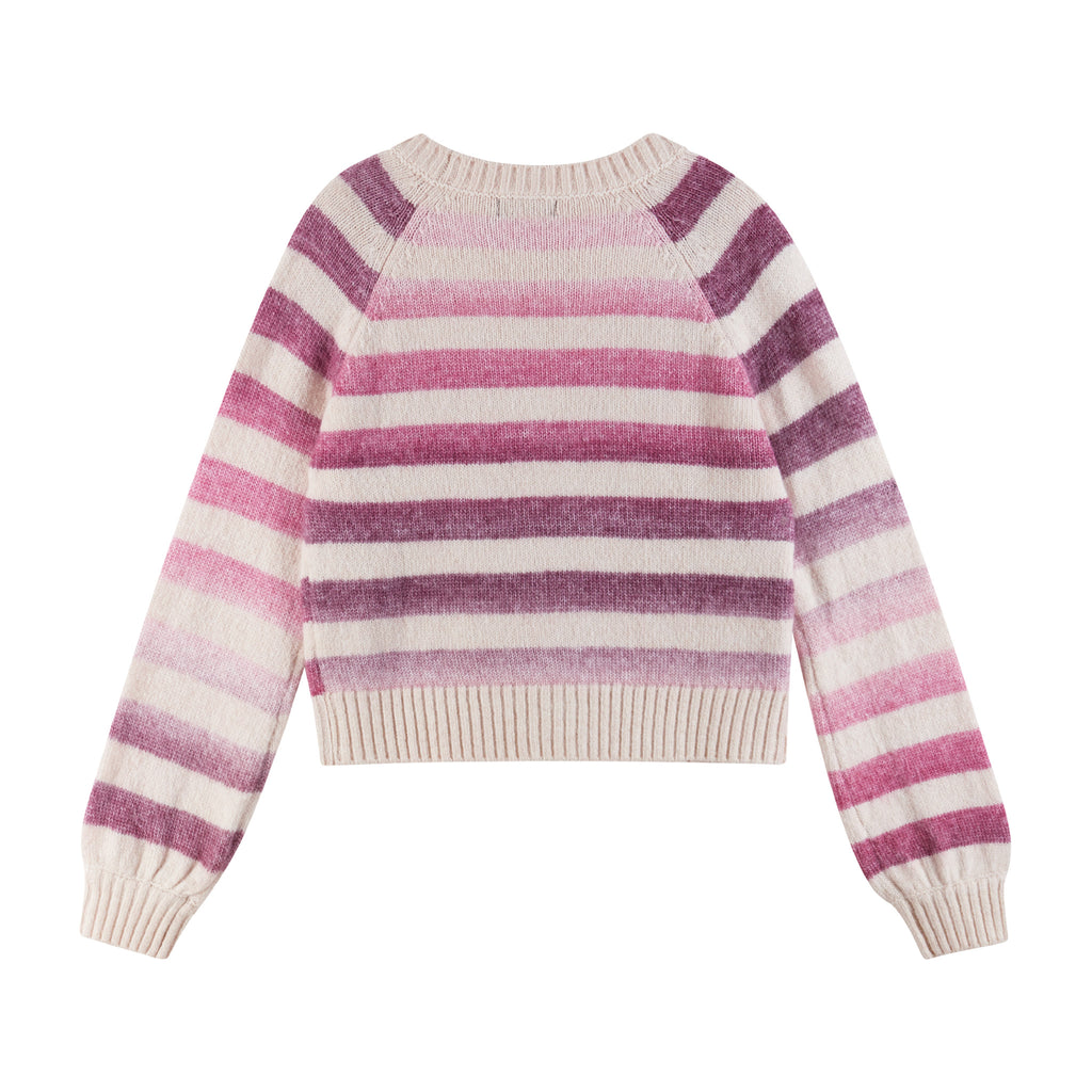 Kids (7-16) Oatmeal/Purple Ombre Stripe Cardigan - Andy & Evan