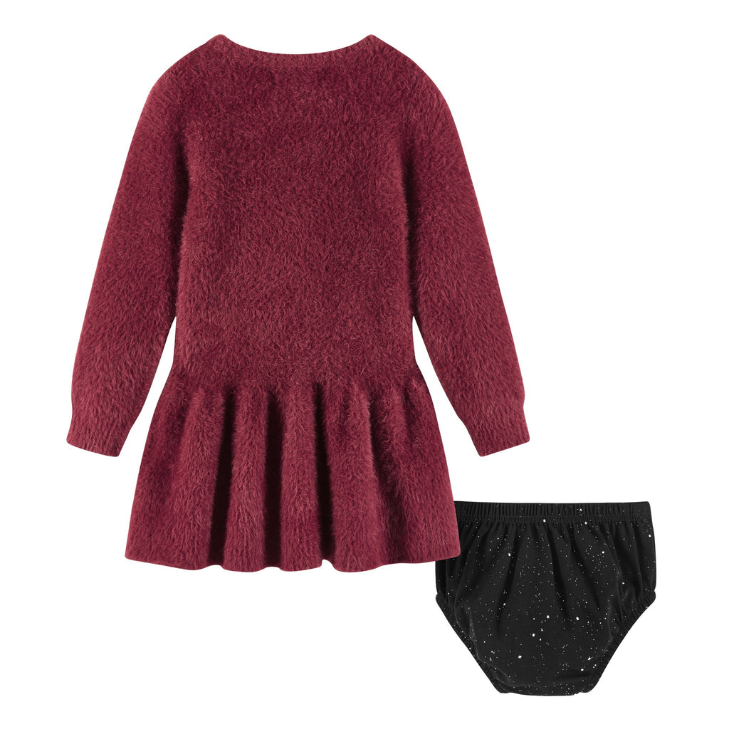 Infant 2-Piece Eyelash Sweater Dress & Bloomer Set | Red Bow - Andy & Evan