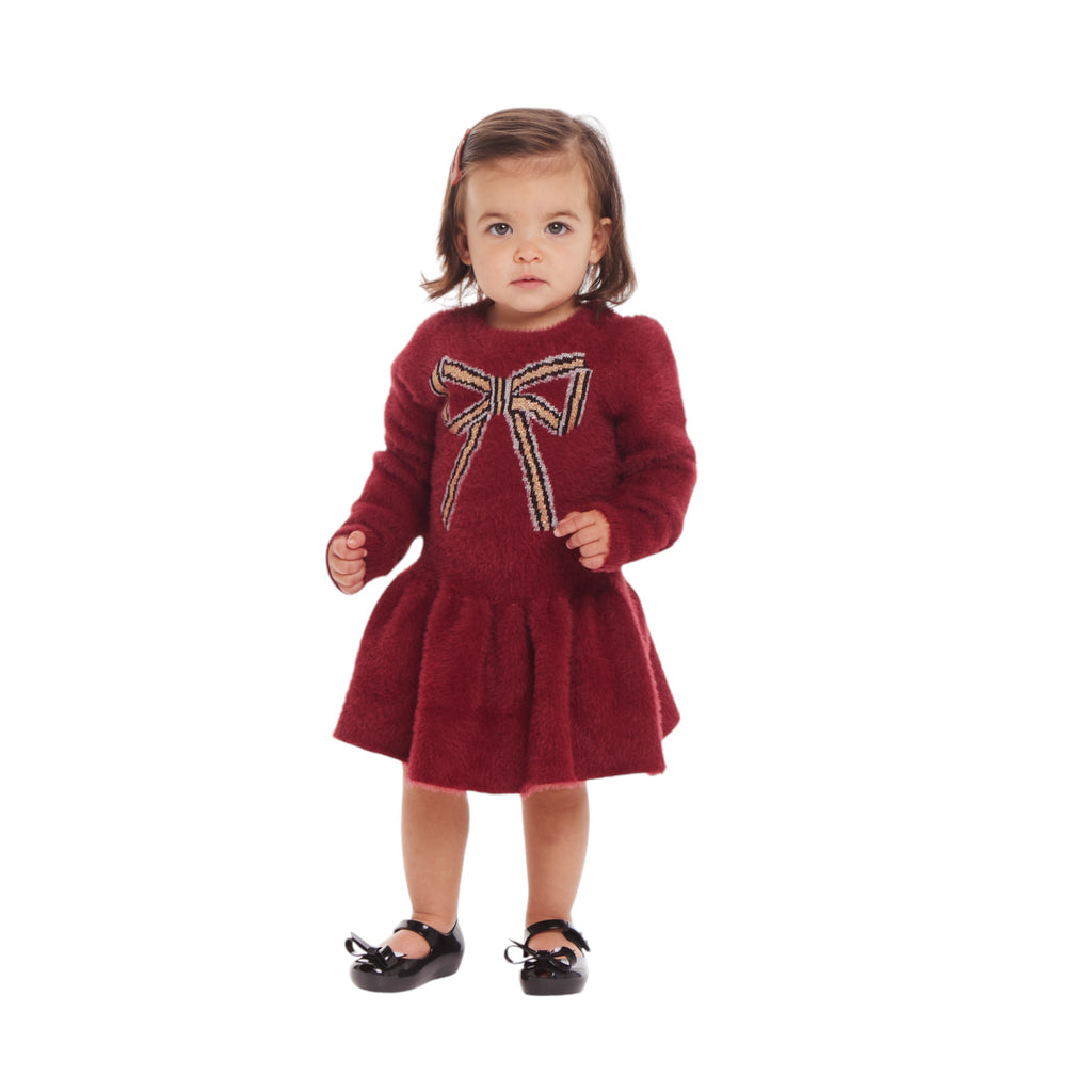 Infant 2-Piece Eyelash Sweater Dress & Bloomer Set | Red Bow - Andy & Evan