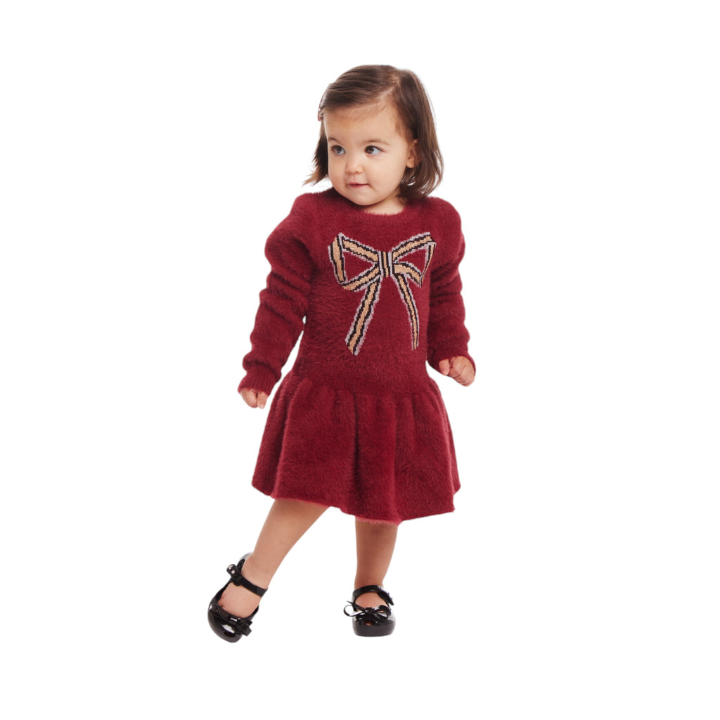 Infant 2-Piece Eyelash Sweater Dress & Bloomer Set | Red Bow - Andy & Evan