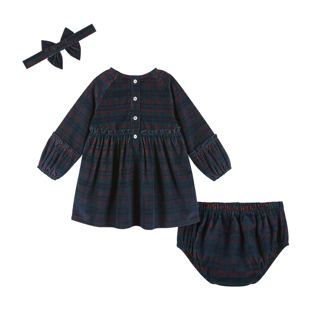 Infant Stretch Corduroy Ruffle Dress & Bloomer Set | Red Plaid - Andy & Evan