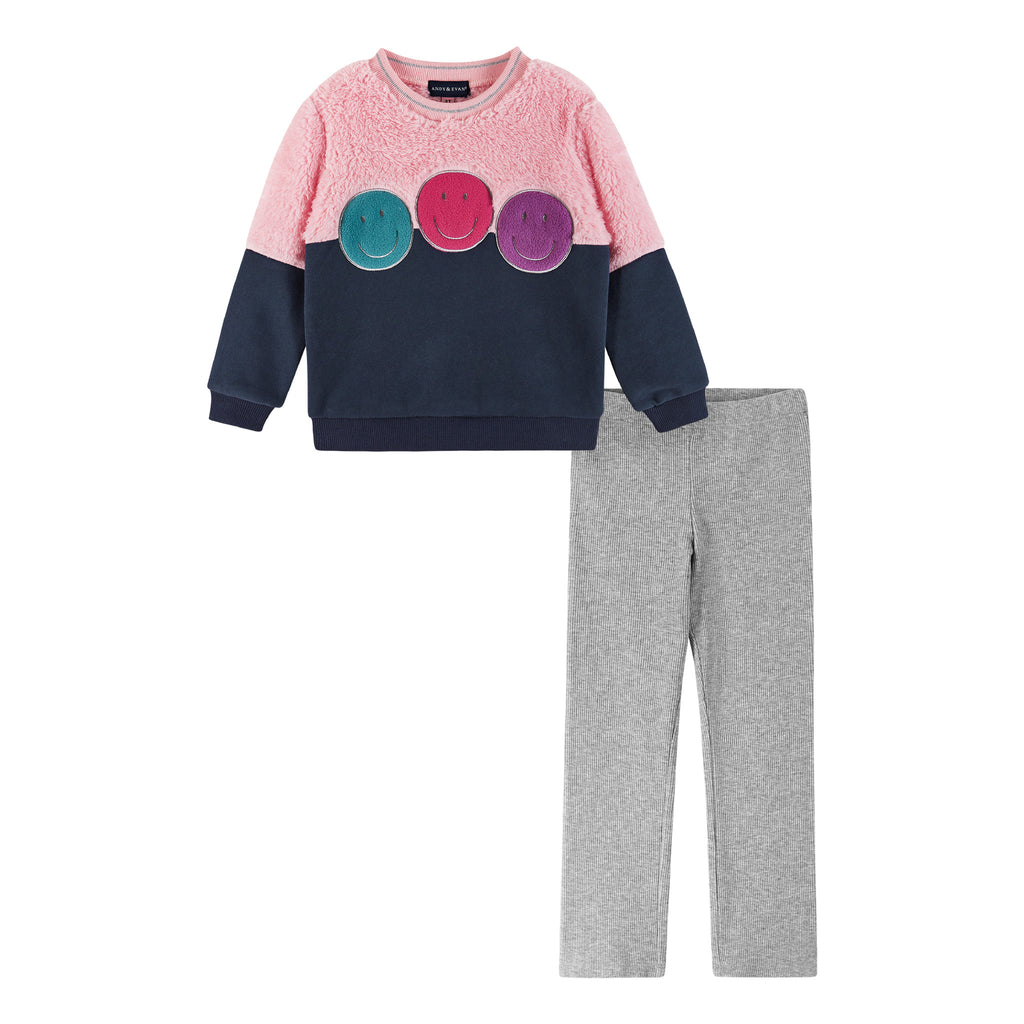 Kids (2-7) Crewneck & Flare Legging Set | Multicolor Smiles - Andy & Evan