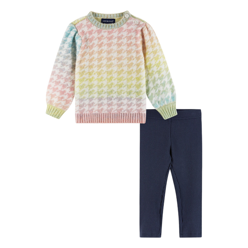 Infant (6-24M) Sweater & Legging Set | Ombre Rainbow Houndstooth - Andy & Evan