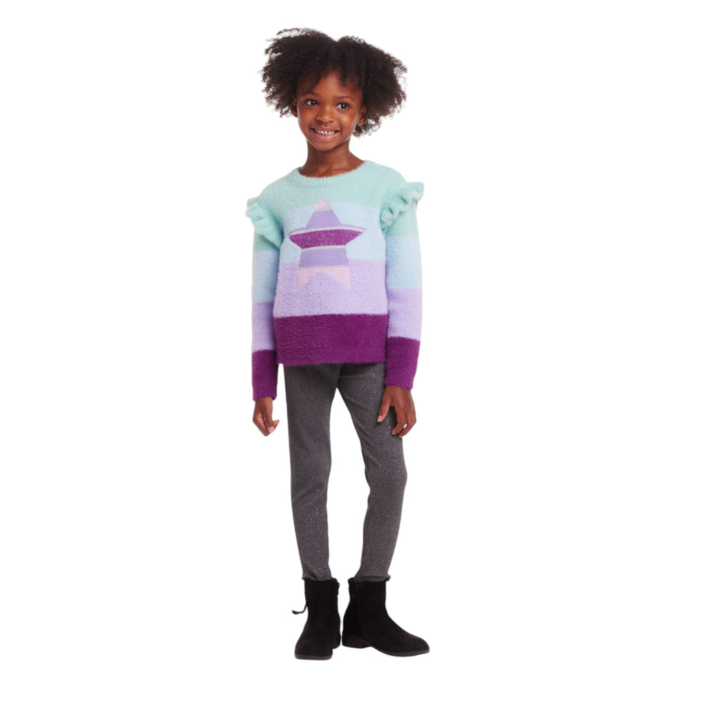 Kids (2-6x) Full Eyelash Sweater & Legging Set | Multicolor Lurex Star - Andy & Evan